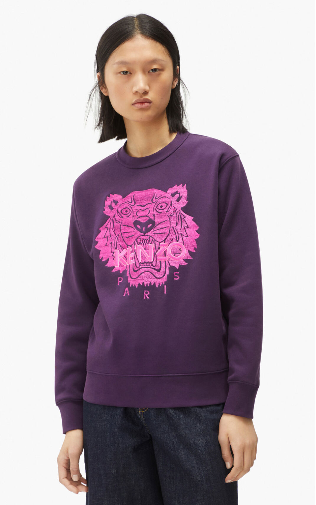 Kenzo Tiger Sweatshirt Bayan Mor | 3542-XMRVD